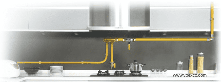 Brass gas ball valve installed in residential natural gas pipeline system