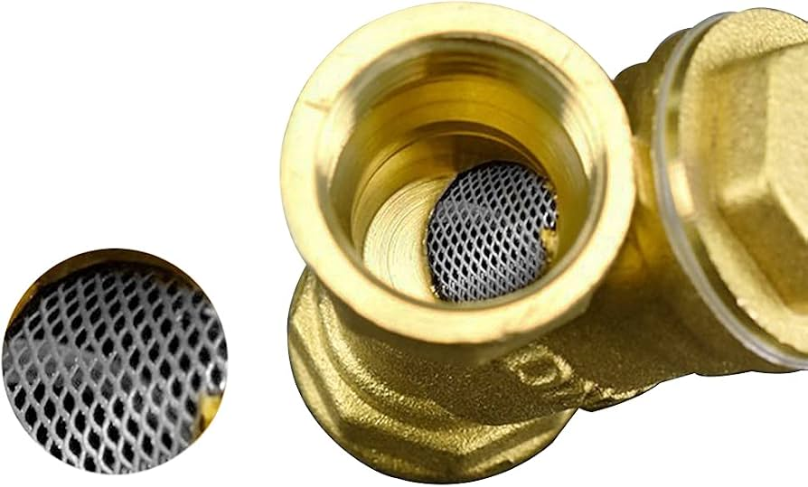 brass filter valve construction and internal filter screen
